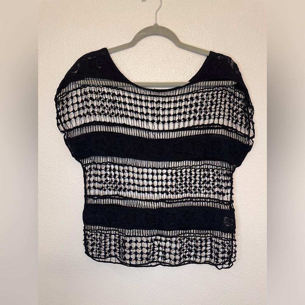 Elegant Women’s Y2K Black Crochet Top Size S/M